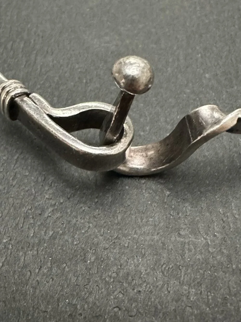 Vintage Sterling Silver Bangle Bracelet Wire Wrapped Horse Shoe Hoop Closure